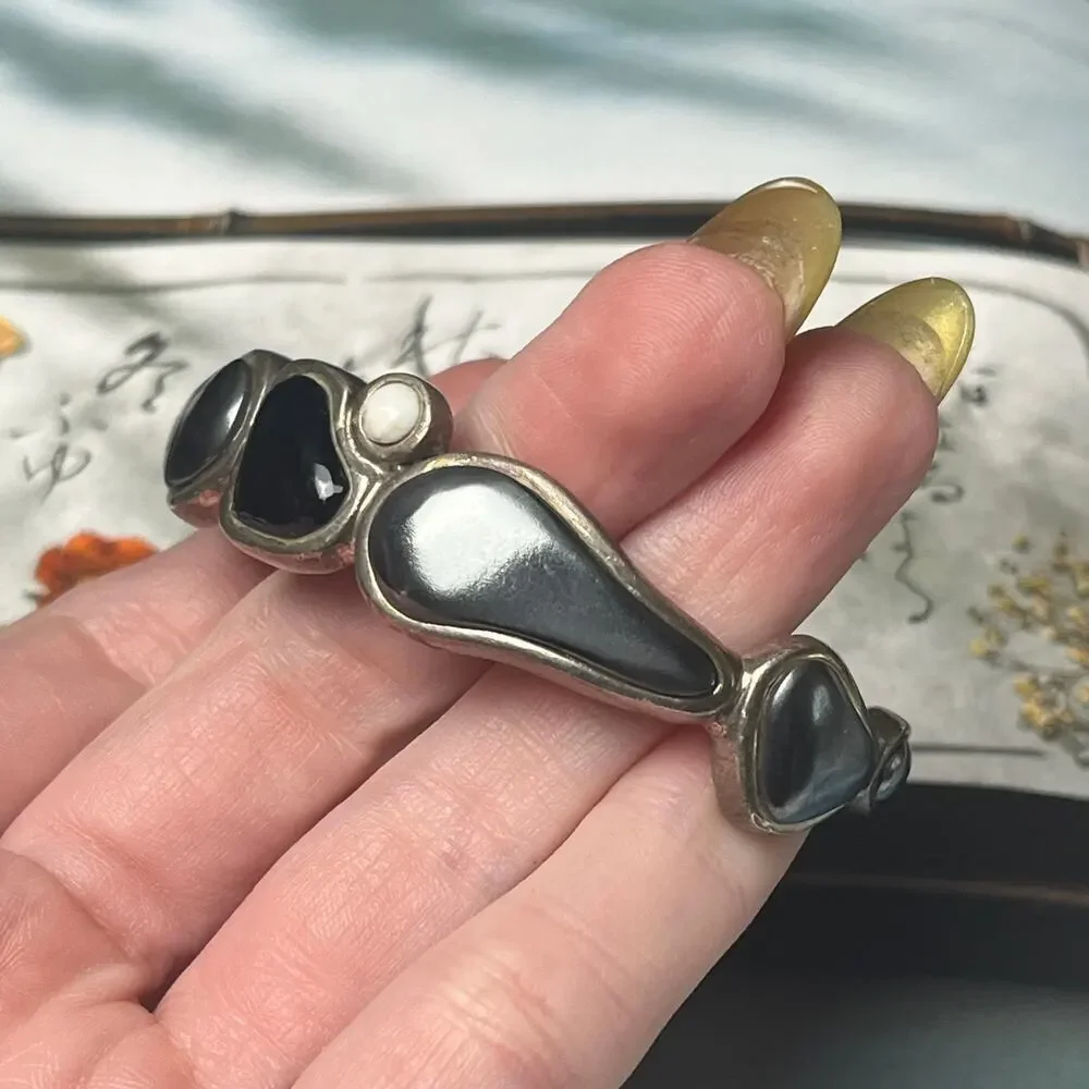 Vintage Barce multi-stone 925 Sterling Silver Cuff Bracelet
